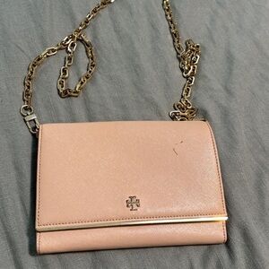 Tory Burch Light Oak/Blush Leather Chain Crossbody